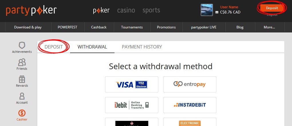 Party poker withdrawal methods cheat